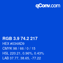 カラーコード: RGB 3.9 74.2 217 | qconv.com