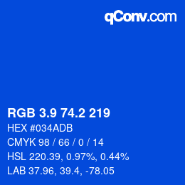 カラーコード: RGB 3.9 74.2 219 | qconv.com