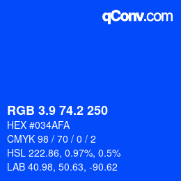 カラーコード: RGB 3.9 74.2 250 | qconv.com