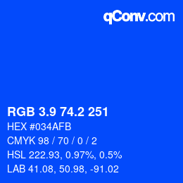 カラーコード: RGB 3.9 74.2 251 | qconv.com