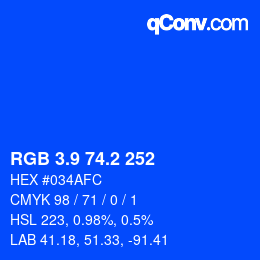 カラーコード: RGB 3.9 74.2 252 | qconv.com