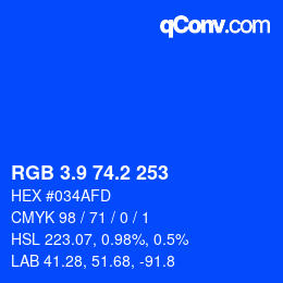 カラーコード: RGB 3.9 74.2 253 | qconv.com