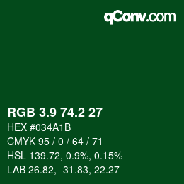 カラーコード: RGB 3.9 74.2 27 | qconv.com