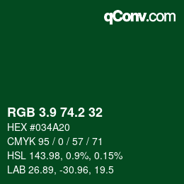 カラーコード: RGB 3.9 74.2 32 | qconv.com