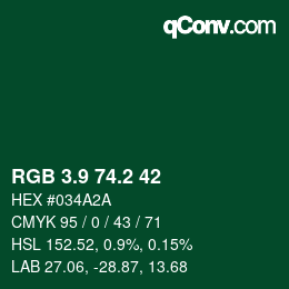 カラーコード: RGB 3.9 74.2 42 | qconv.com