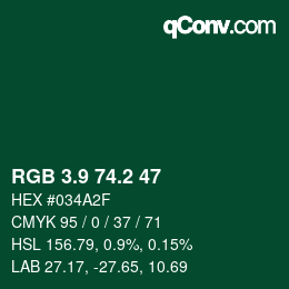 カラーコード: RGB 3.9 74.2 47 | qconv.com