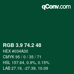 カラーコード: RGB 3.9 74.2 48 | qconv.com