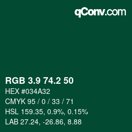 カラーコード: RGB 3.9 74.2 50 | qconv.com