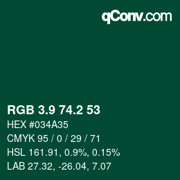 カラーコード: RGB 3.9 74.2 53 | qconv.com