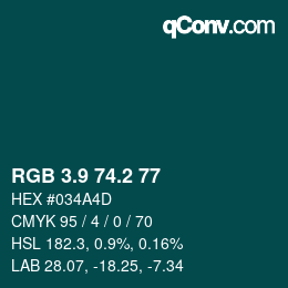 カラーコード: RGB 3.9 74.2 77 | qconv.com