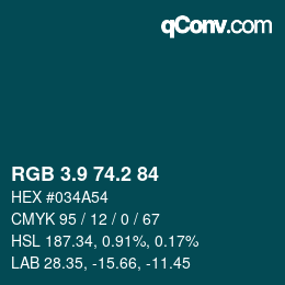 Color code: RGB 3.9 74.2 84 | qconv.com