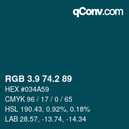 Color code: RGB 3.9 74.2 89 | qconv.com