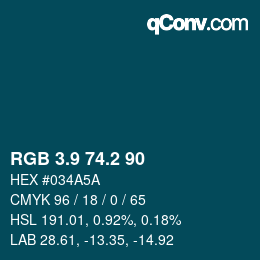 カラーコード: RGB 3.9 74.2 90 | qconv.com