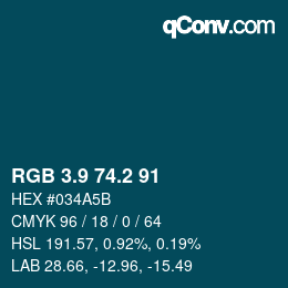 カラーコード: RGB 3.9 74.2 91 | qconv.com
