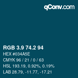 Color code: RGB 3.9 74.2 94 | qconv.com