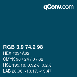 Color code: RGB 3.9 74.2 98 | qconv.com