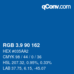 カラーコード: RGB 3.9 90 162 | qconv.com