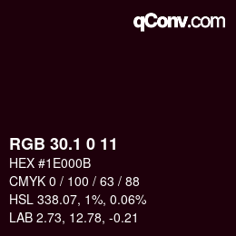 カラーコード: RGB 30.1 0 11 | qconv.com