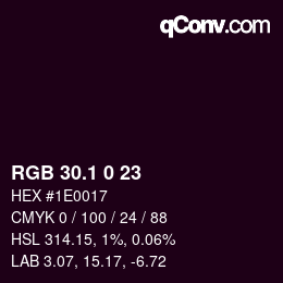 カラーコード: RGB 30.1 0 23 | qconv.com
