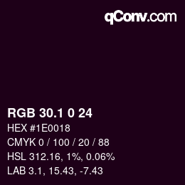 カラーコード: RGB 30.1 0 24 | qconv.com