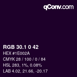 カラーコード: RGB 30.1 0 42 | qconv.com