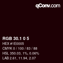 カラーコード: RGB 30.1 0 5 | qconv.com