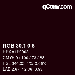カラーコード: RGB 30.1 0 8 | qconv.com