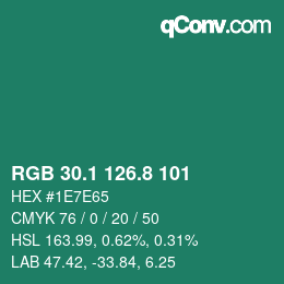 カラーコード: RGB 30.1 126.8 101 | qconv.com