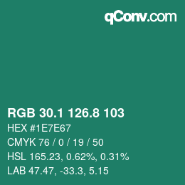 カラーコード: RGB 30.1 126.8 103 | qconv.com