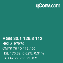 Color code: RGB 30.1 126.8 112 | qconv.com