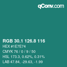 Color code: RGB 30.1 126.8 116 | qconv.com
