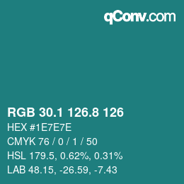 Color code: RGB 30.1 126.8 126 | qconv.com