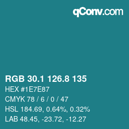 Color code: RGB 30.1 126.8 135 | qconv.com