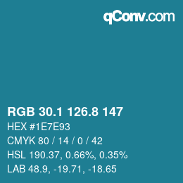 Color code: RGB 30.1 126.8 147 | qconv.com