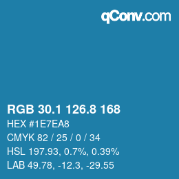 カラーコード: RGB 30.1 126.8 168 | qconv.com