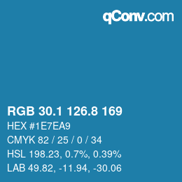 Farbcode: RGB 30.1 126.8 169 | qconv.com