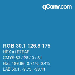 カラーコード: RGB 30.1 126.8 175 | qconv.com