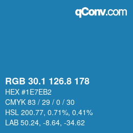 Color code: RGB 30.1 126.8 178 | qconv.com