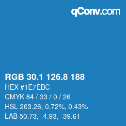 Color code: RGB 30.1 126.8 188 | qconv.com