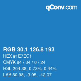 Color code: RGB 30.1 126.8 193 | qconv.com