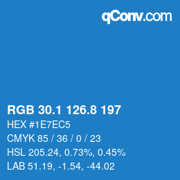 Color code: RGB 30.1 126.8 197 | qconv.com