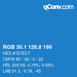 カラーコード: RGB 30.1 126.8 199 | qconv.com