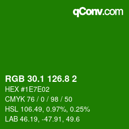 カラーコード: RGB 30.1 126.8 2 | qconv.com