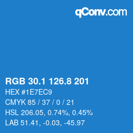 カラーコード: RGB 30.1 126.8 201 | qconv.com