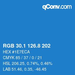 Color code: RGB 30.1 126.8 202 | qconv.com