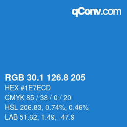 カラーコード: RGB 30.1 126.8 205 | qconv.com