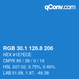 カラーコード: RGB 30.1 126.8 206 | qconv.com