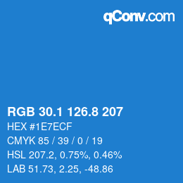 Color code: RGB 30.1 126.8 207 | qconv.com