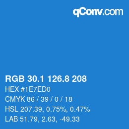 Color code: RGB 30.1 126.8 208 | qconv.com
