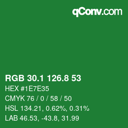 カラーコード: RGB 30.1 126.8 53 | qconv.com